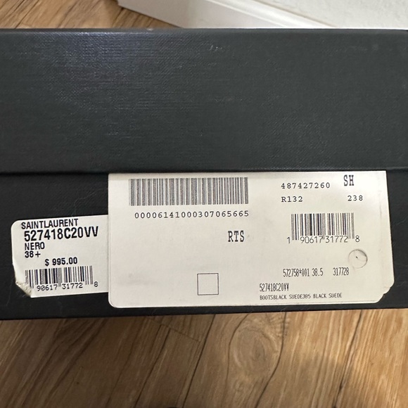 Yves Saint Laurent Black Suede Heeled Ankle Boots - Picture 11 of 12